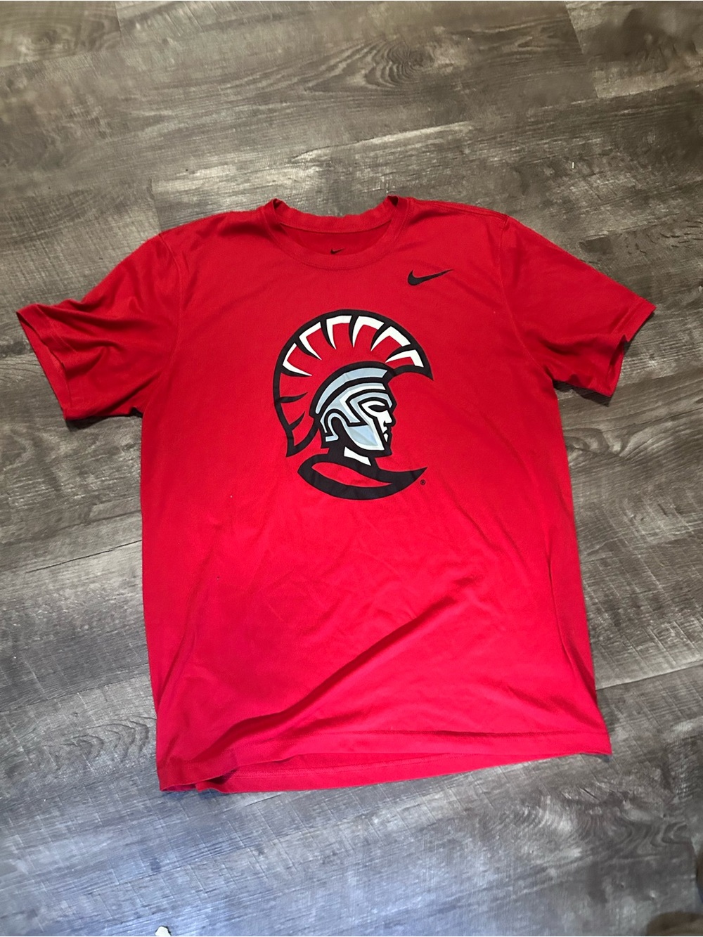 Nike Men's Red Trojan Logo Short Sleeve Tee